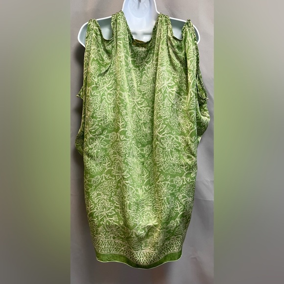 Natalie Martin Women’s‎ Silky Blouse One Size 3/4 Sleeve Off Shoulder BOHO Green - Picture 3 of 12